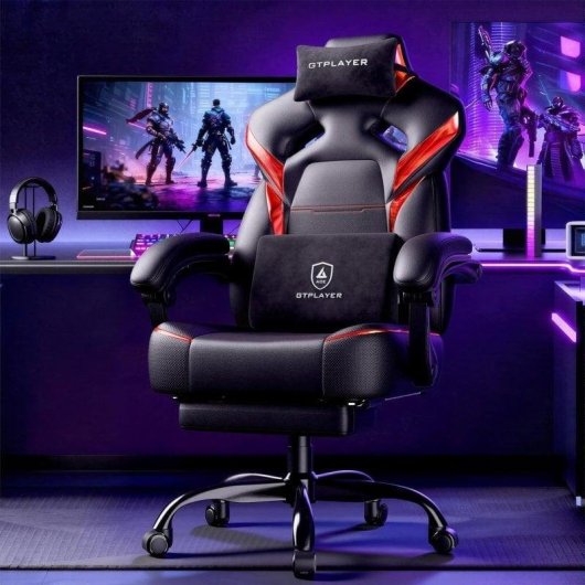 Sedia GTPLAYER Gaming Ergonomica Rossa con Reposapiedi