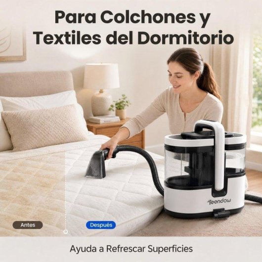 Aspirador de Tapicerías Teendow 1800W 16KPa Vapor 100°C Agua Caliente 60°C Blanco