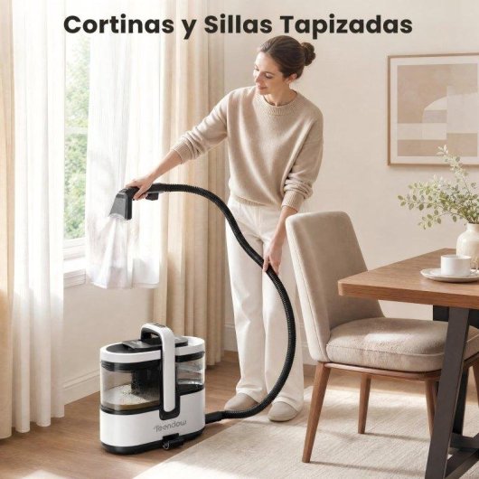 Aspirador de Tapicerías Teendow 1800W 16KPa Vapor 100°C Agua Caliente 60°C Blanco