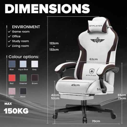 Sedia da gioco GTPLAYER Ergonomica con supporto lombare e schiena ampia