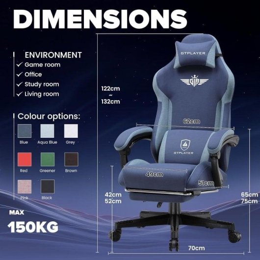 Sedia da gaming GTPLAYER Ergonomica con supporto lombare e schiena allargata