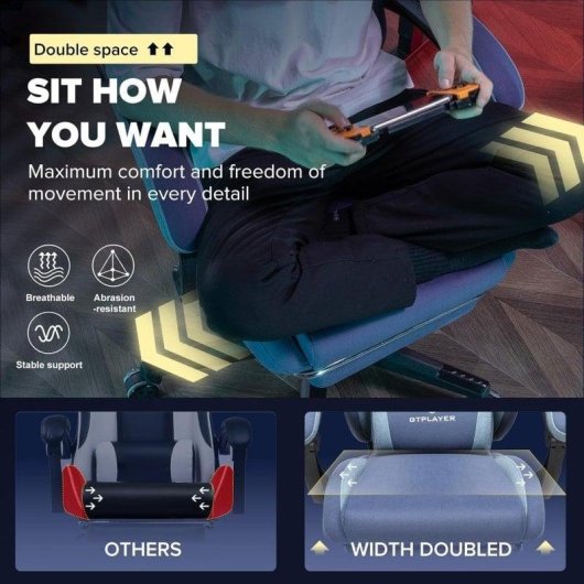 Sedia da gaming GTPLAYER Ergonomica con supporto lombare e schiena allargata
