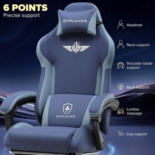 Sedia da gaming GTPLAYER Ergonomica con supporto lombare e schiena allargata