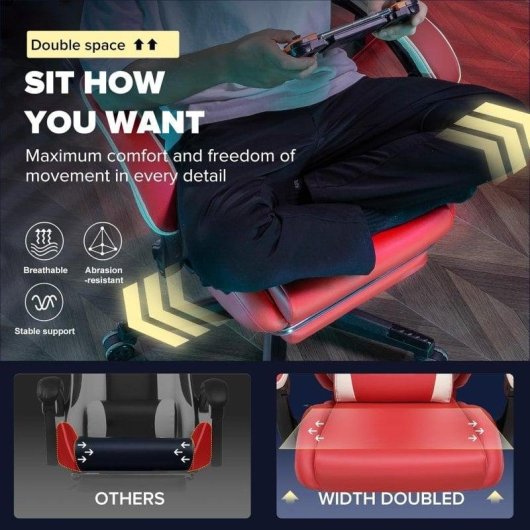 Sedia gaming GTPLAYER Ergonomica con supporto lombare e schienale largo