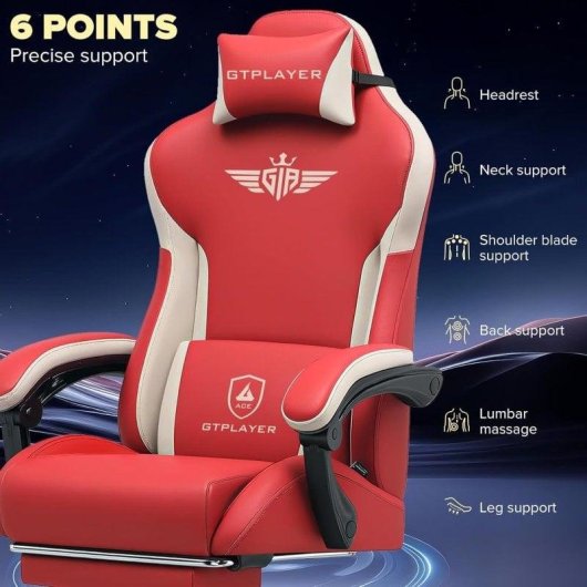 Sedia gaming GTPLAYER Ergonomica con supporto lombare e schienale largo