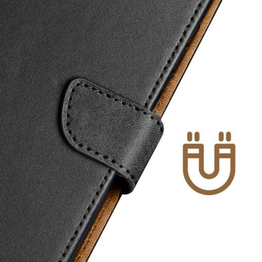 Custodia folio Avizar in pelle nera con supporto e porta carte per Motorola Moto G86