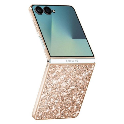 Funda Avizar rígida brillante rosa champán para Samsung Galaxy Z Flip7