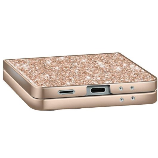 Funda Avizar rígida brillante rosa champán para Samsung Galaxy Z Flip7