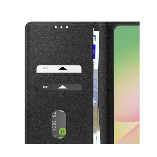 Avizar Capa Carteira Pele Sintética Preta Suporte para Galaxy A56 A36