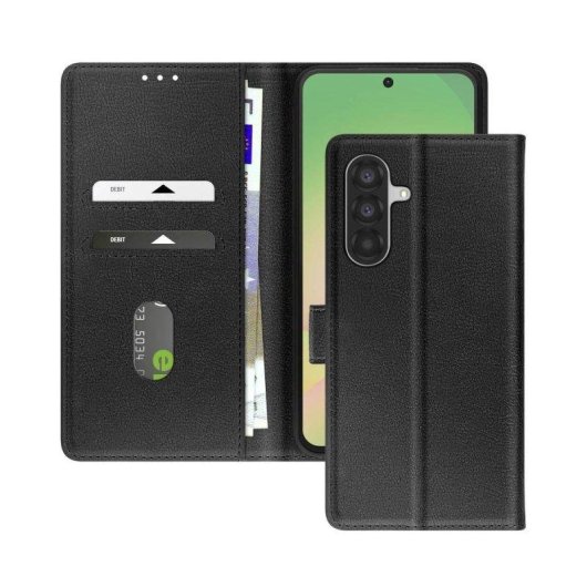 Avizar Capa Carteira Pele Sintética Preta Suporte para Galaxy A56 A36
