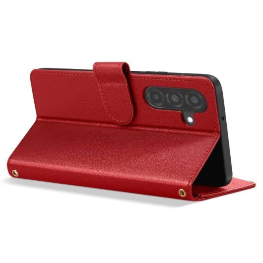Custodia Avizar in pelle sintetica rossa con tracolla per Galaxy A16 e A26