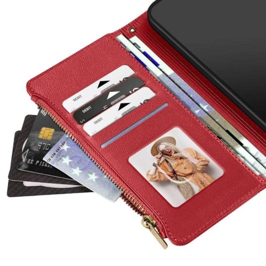 Custodia Avizar in pelle sintetica rossa con tracolla per Galaxy A16 e A26