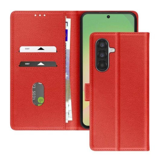 Capa para Telemóvel Avizar Carteira Couro Sintético Vermelha com Suporte para Galaxy A56 / A36