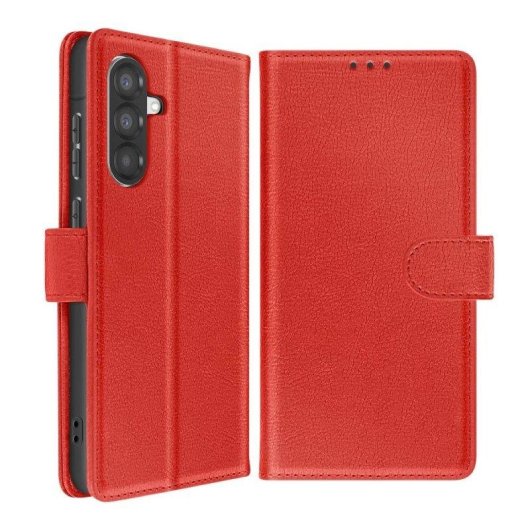 Capa para Telemóvel Avizar Carteira Couro Sintético Vermelha com Suporte para Galaxy A56 / A36
