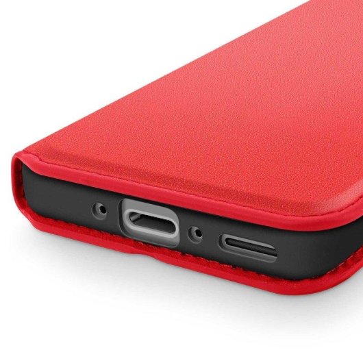 Capa Avizar em couro sintético vermelho com porta-cartões e suporte para Samsung Galaxy A56 5G