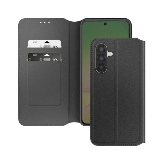 Capa para Telemóvel Avizar Folio Pele Sintética Preta com Porta Cartões para Galaxy A56/A36