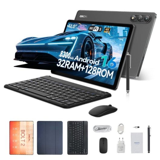 Tablet OSCAL Bolt 2 WiFi + 4G 11" 8GB 128GB Cinzento com Teclado e Stylus Pen