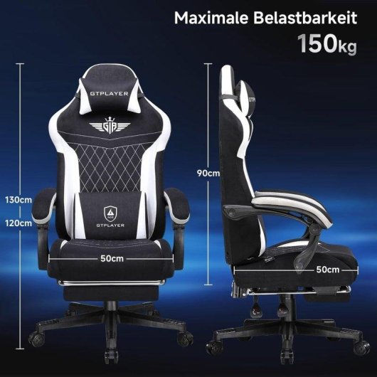 Sedia Gaming GTPLAYER Ergonomica Supporto Lombare Reclinabile 150kg