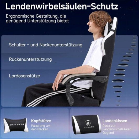 Sedia Gaming GTPLAYER Ergonomica Supporto Lombare Reclinabile 150kg
