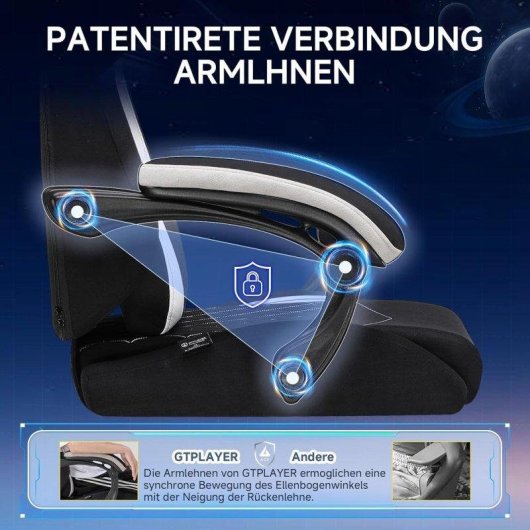Sedia Gaming GTPLAYER Ergonomica Supporto Lombare Reclinabile 150kg