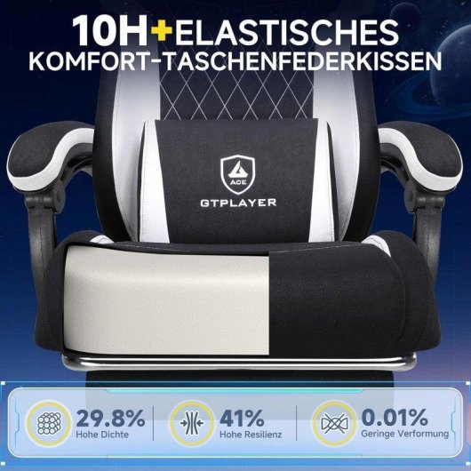 Sedia Gaming GTPLAYER Ergonomica Supporto Lombare Reclinabile 150kg
