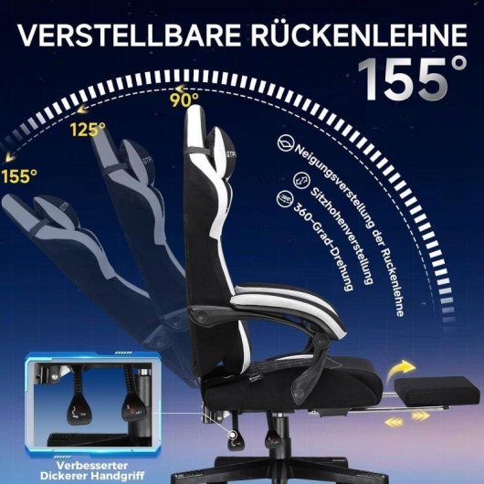 Sedia Gaming GTPLAYER Ergonomica Supporto Lombare Reclinabile 150kg