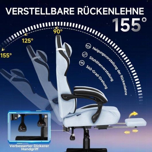 Silla Gaming GTPLAYER Ergonómica Soporte Lumbar Respaldo 159 kg Azul