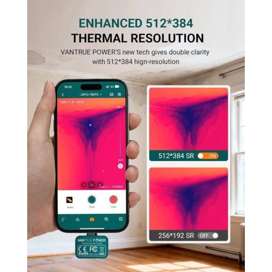 Camara termografica Vantrue TS1 512x384 Lightning USB-C -20C a 550C