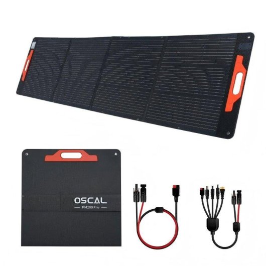 Panel Solar Oscal PM200 Pro 200W Plegable Portátil IP67 2 Puertos DC