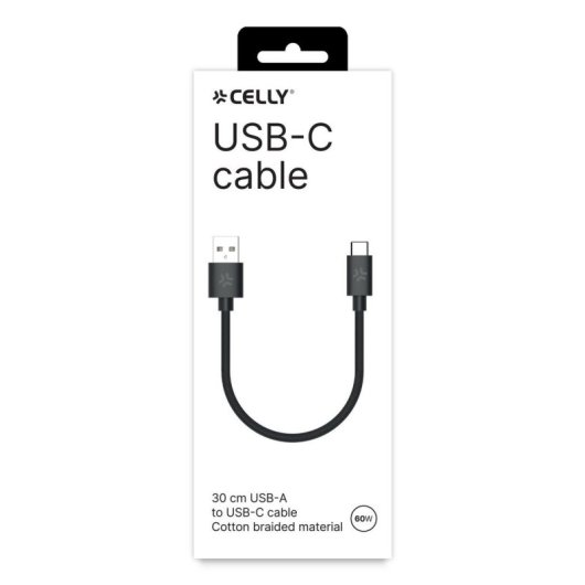 Cavo USB-C Celly USBAUSBCCOT30BK cotone intrecciato 1,5 m