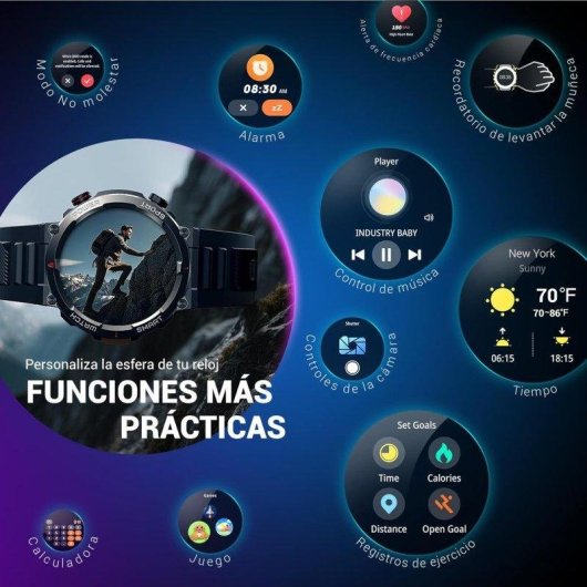 Blackview Military Smartwatch Bluetooth 1,45inch Nero Cinturini Doppi