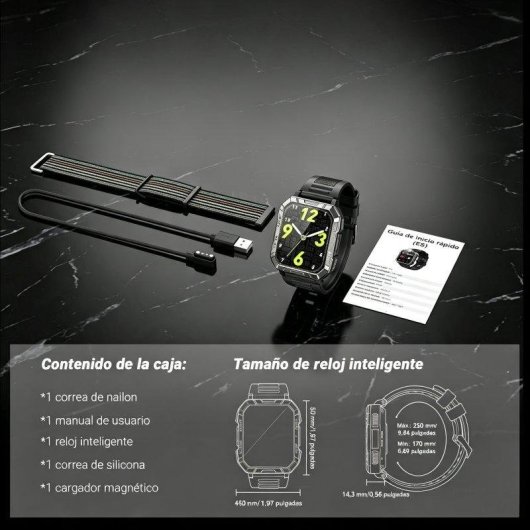Blackview Military Smartwatch Bluetooth 2.01'' Alumínio Preto 2 Braceletes