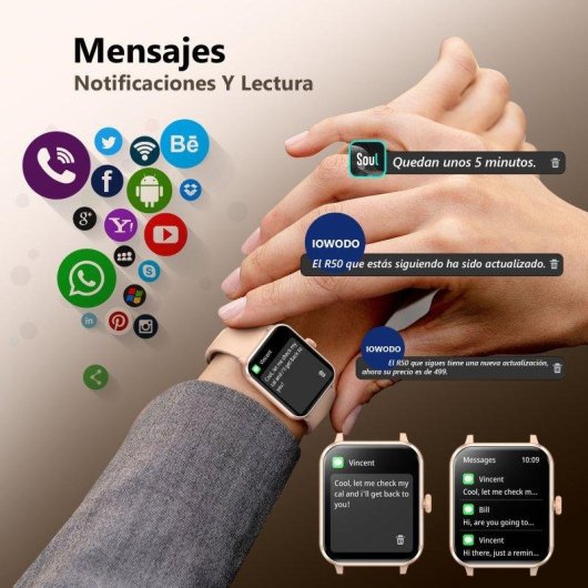 Blackview Smartwatch Bluetooth 5.3 1,85" TFT HD LCD Correa Intercambiable