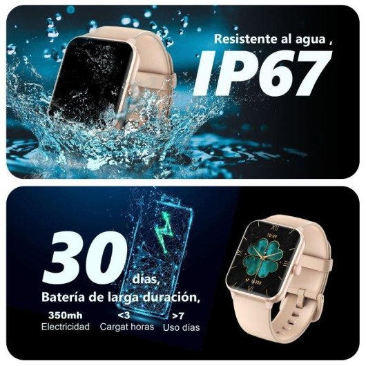 Blackview Smartwatch Bluetooth 5.3 1,85" TFT HD LCD Correa Intercambiable