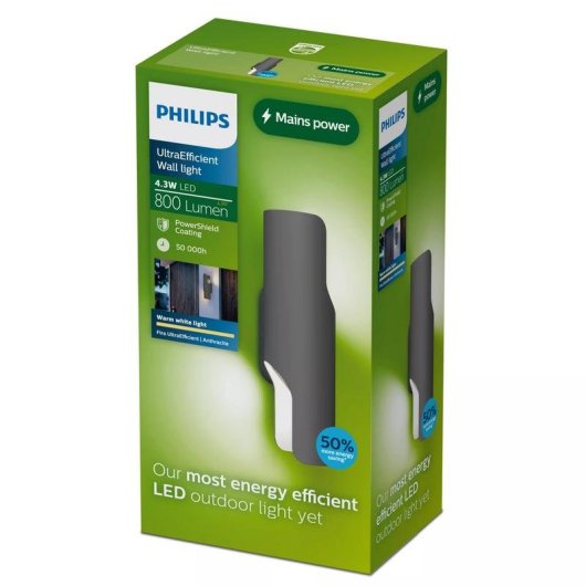 Applique mural LED Philips Fira extérieur anthracite 4,3 W