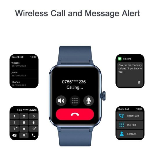 Blackview Smartwatch Bluetooth 5.3 1,85" Azul Correa S/M