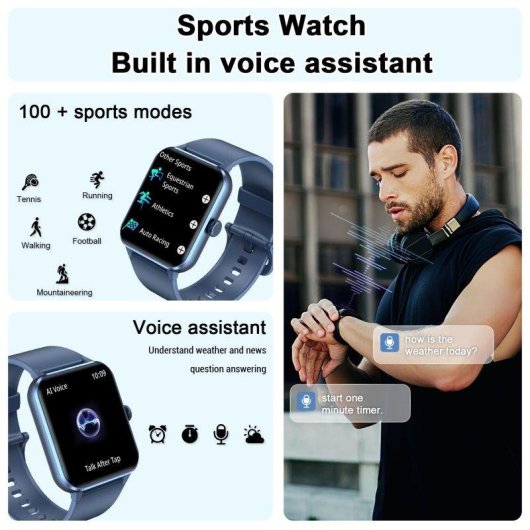 Blackview Smartwatch Bluetooth 5.3 1,85" Azul Correa S/M