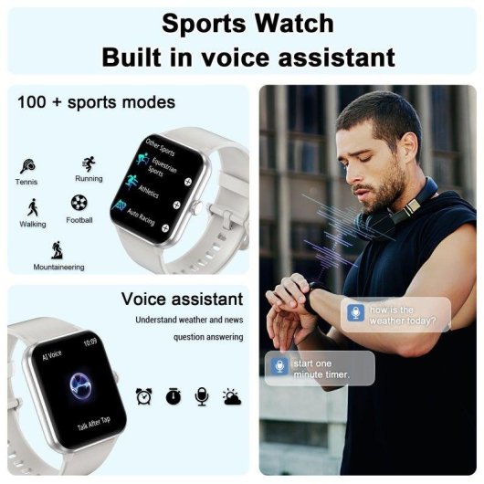 Blackview Smartwatch Bluetooth 5.3 1,85" Gris Correa S/M