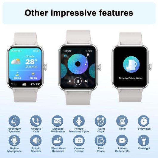 Blackview Smartwatch Bluetooth 5.3 1,85" Gris Correa S/M