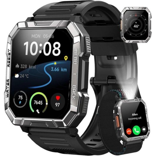 Blackview Military Smartwatch Bluetooth 2.01'' Khaki S/M Resistente 1ATM