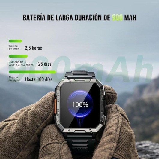 Blackview Military Smartwatch Bluetooth 2.01'' Khaki S/M Resistente 1ATM