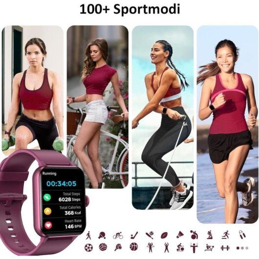 Blackview Smartwatch Bluetooth 5.3 1,85" Rojo Correa S/M