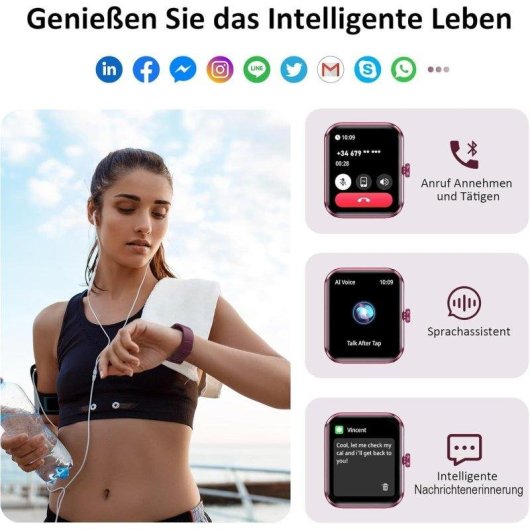 Blackview Smartwatch Bluetooth 5.3 1,85" Rojo Correa S/M