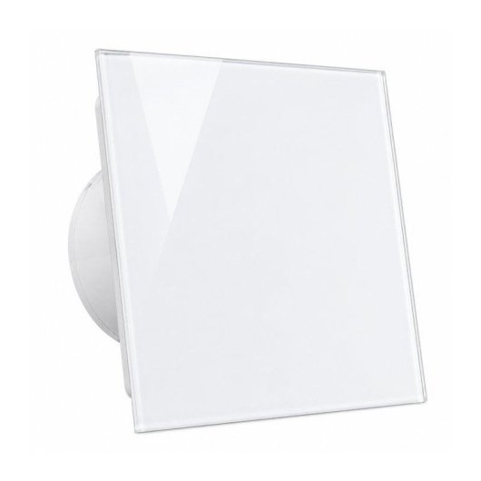 Extractor de Baño Ultraplano Bilake 14W 100mm Frontal de Cristal Blanco Silencioso Clapeta Antirretorno