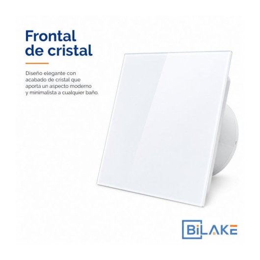 Extractor de Baño Ultraplano Bilake 14W 100mm Frontal de Cristal Blanco Silencioso Clapeta Antirretorno