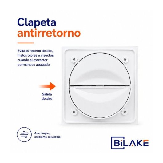 Extractor de Baño Ultraplano Bilake 14W 100mm Frontal de Cristal Blanco Silencioso Clapeta Antirretorno