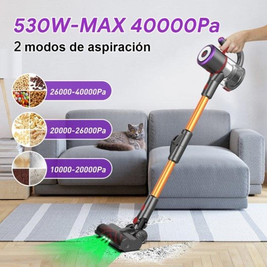 Aspiradora sin Cable Genérica Liimoo 530W 40000Pa 15-53 min 7 en 1 Verde