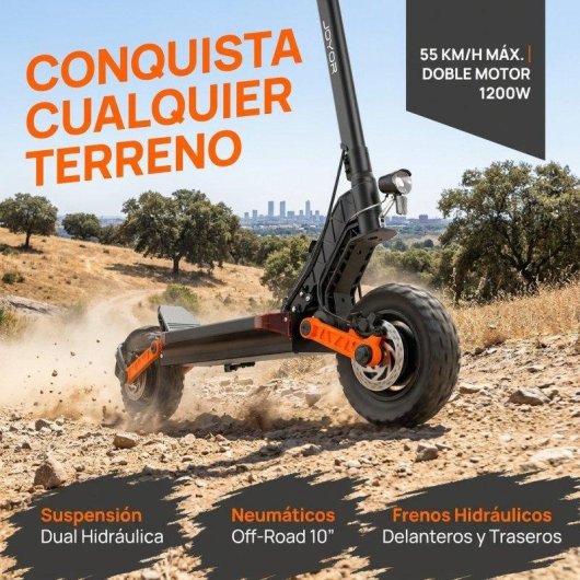 Patinete elétrico Joyor 1200W Autonomia 80km Rodas 10" Travões hidráulicos Suspensão dupla