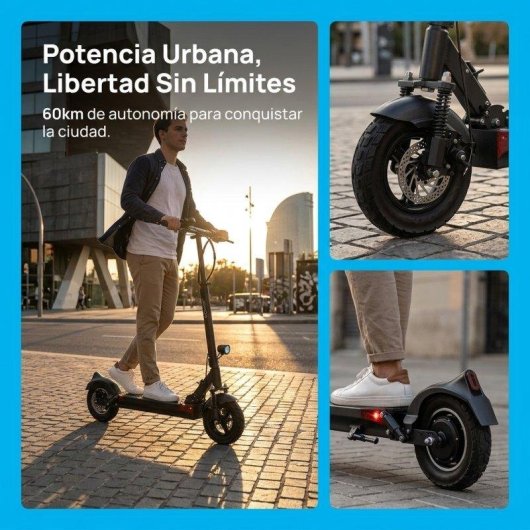 Patinete eléctrico Joyor 500W Autonomía 60km Ruedas 10" Doble suspensión Negro