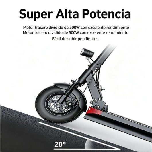 Patinete eléctrico Joyor 500W Autonomía 60km Ruedas 10" Doble suspensión Negro